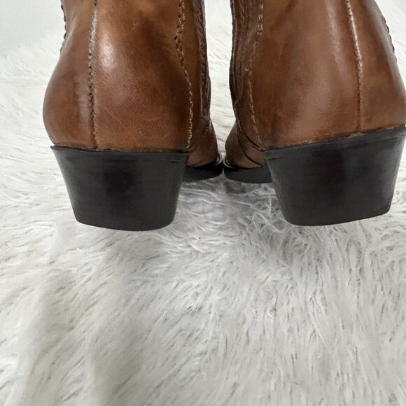 Earth Spirit Pansy Size 7 Brown Leather Western Ankle Boots Booties Distressed - Picture 8 of 9